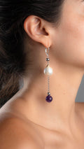Dangle Earrings | Pearl and Amethyst